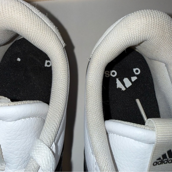 Adidas VL Court Low Top Women’s White and Black Leather Sneakers with Brown Sole - Picture 12 of 14